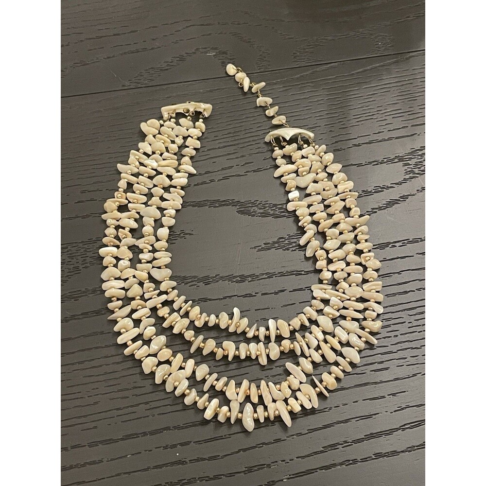 Vintage‎ 4 Strand Necklace with Gold Seed Spacer Beads